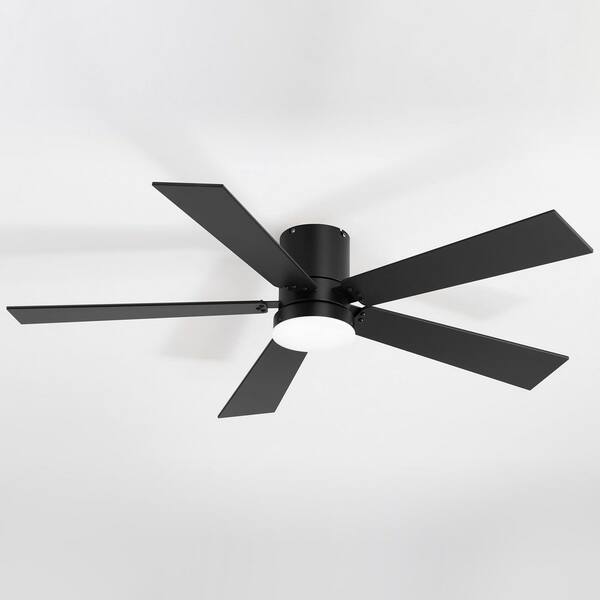 Hilfro 2-Pack 42 in. Black Flush Ceiling Fan with Integrated LED, 5 Black/Brown Blades and Remote Included
