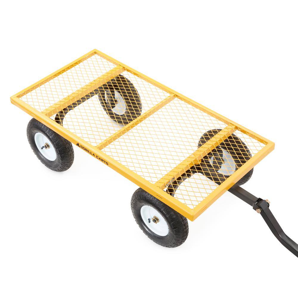 Yellow Heavy Duty Steel Utility Cart with Mesh Bed