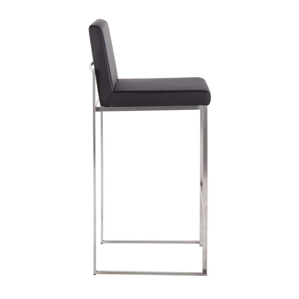 Adjustable Gold Steel and White Faux Leather Bar Stool