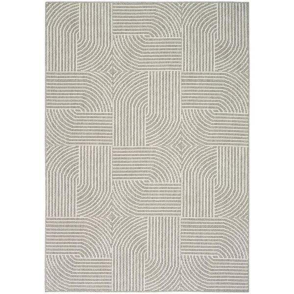 Nourison Textured Home Grey Ivory 5 ft. x 7 ft. Geometric Contemporary Area Rug