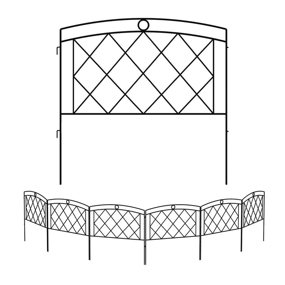 24 in. Black Metal Decorative Outdoor Garden Border Fence HDAHW89007