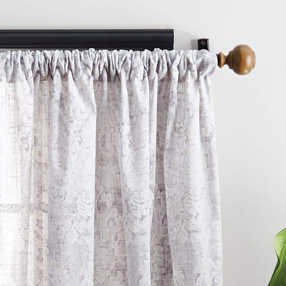 MARTHA STEWART Vega Sheer Grey Curtain Panel 50 In. W X 84 In. L 1Y20330GGY The Home Depot