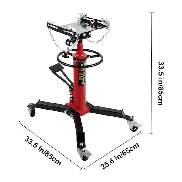 1322 lbs. Transmission Jack Hydraulic Telescopic Floor Jack 2-Stage Stand with Foot Pedal 360° Wheel for Garage Shop