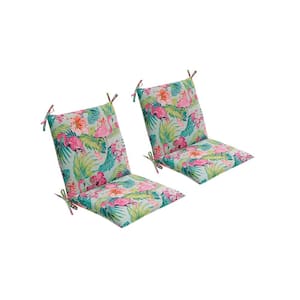 20 in. x 20 in. Outdoor Standard Midback Dining Chair Cushion in Bridget Flamingo (2-Pack)