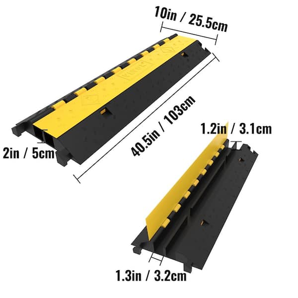 2 Channel 1m 5t load Cable Guard Cable Cover Protector Ramp Heavy Duty Rubber 