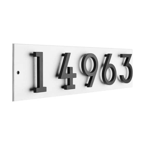 Floating Stand-Off 5-Number Horizontal Sign White with Black Modern Font Numbers