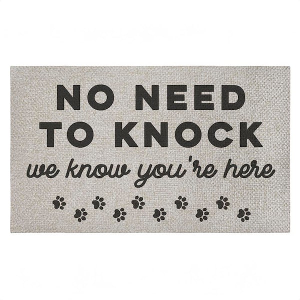 No Need to Knock Black 18 in. x 30 in. Polyester Non-Slip Outdoor Door Mat