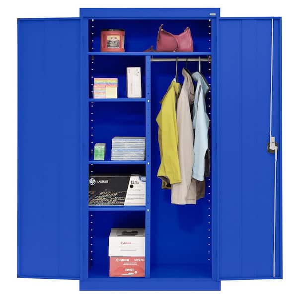 Elite Series 36 in. W x 72 in. H x 24 in. D 22-Gauge 6-Shelf Steel Freestanding Combination Storage Cabinet in Blue