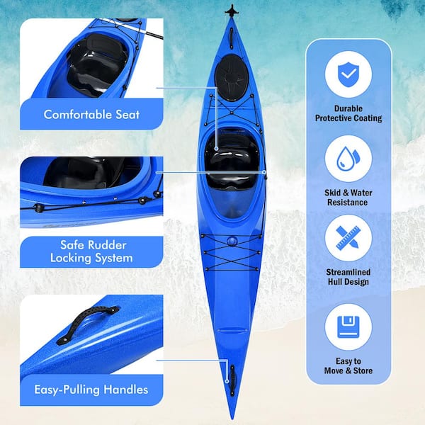 Costway 11.9 ft. Blue Single Sit-In Kayak Single Fishing Kayak