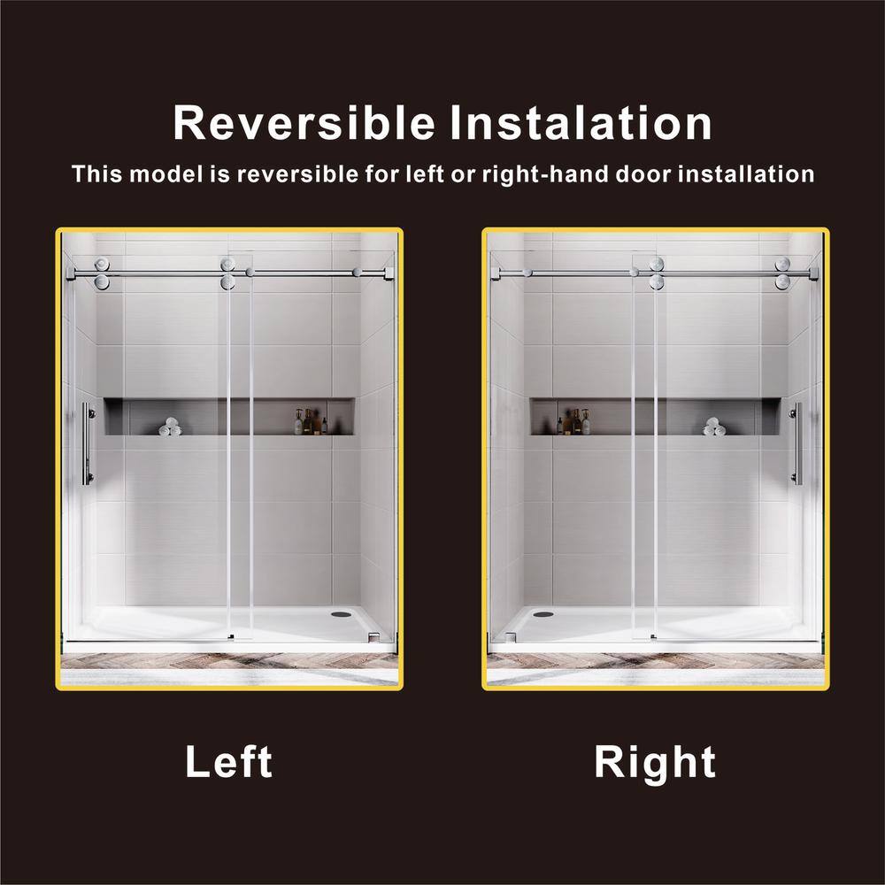 Chrome Frameless Sliding Shower Door with Clear Glass