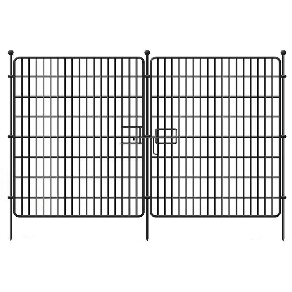 15 Panels 34 in. Rustproof Metal Garden Fence with Gate Animal Barrier Decorative Edging for Yard Patio price history on PriceWatchPro