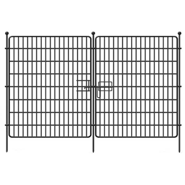 Justincity 15 Panels 34 in. Rustproof Metal Garden Fence with Gate Animal Barrier Decorative Edging for Yard Patio