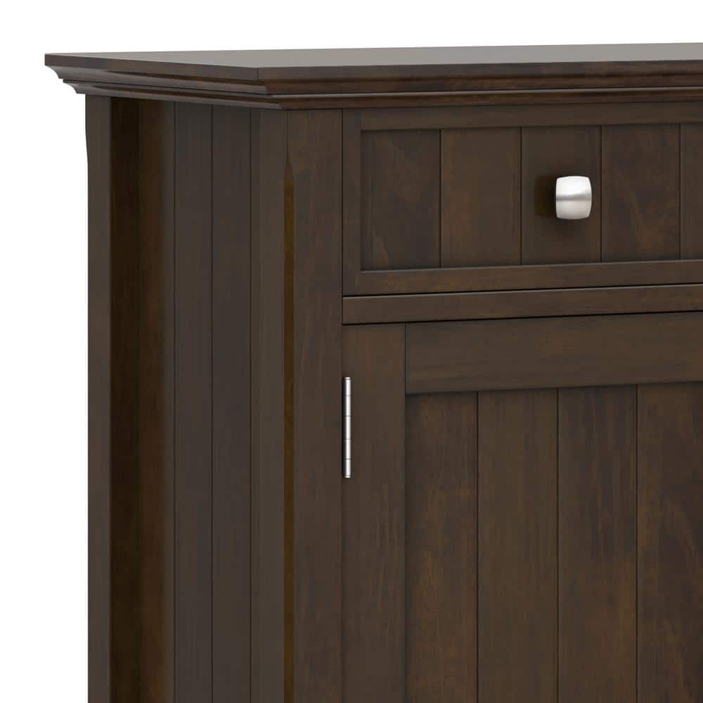 Brunette Brown Solid Wood Office Accent Cabinet with Adjustable Shelves