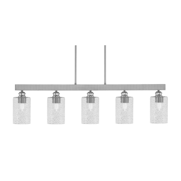 Unbranded Albany 60-Watt 5-Light Brushed Nickel Linear Pendant Light with Smoke Bubble Glass Shades and No Bulbs Included
