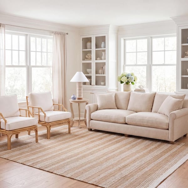 Natural Fiber 6 ft. x 9 ft. Natural/Ivory Coastal Striped Area Rug