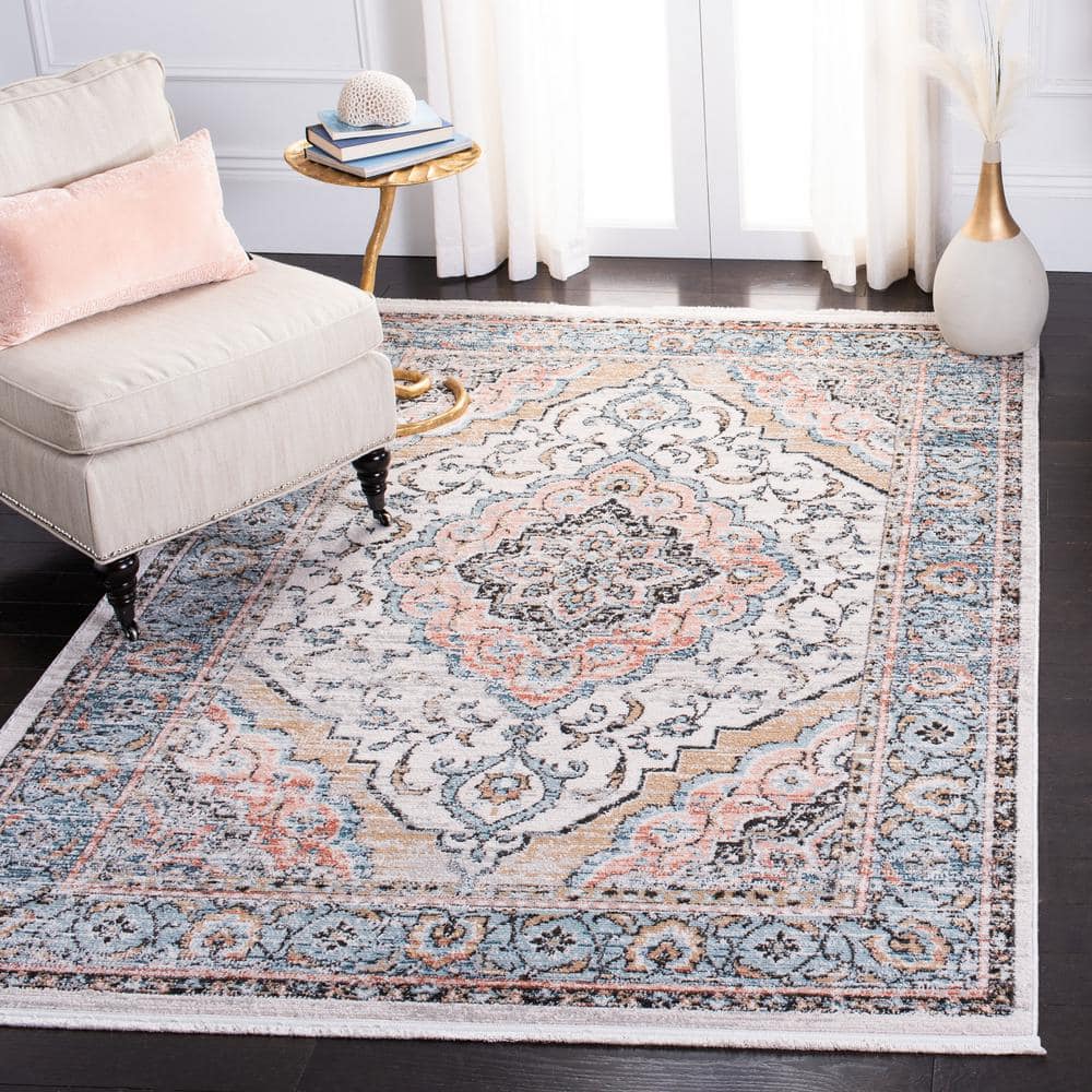 Abstract Elegance 54'' Round Gray Synthetic Area Rug