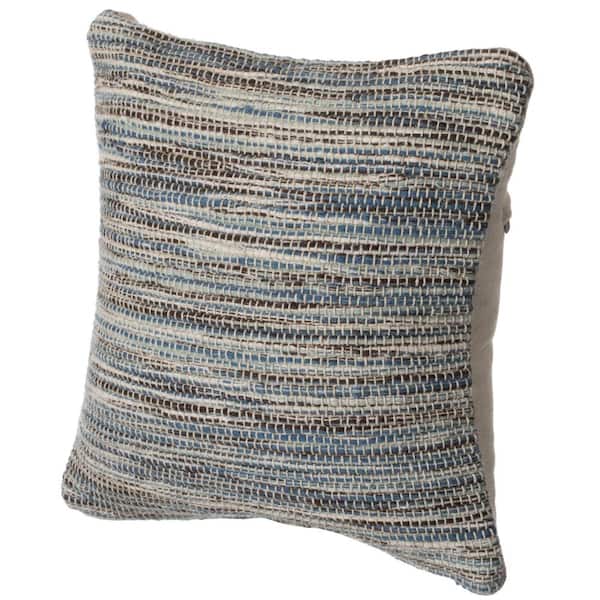 DEERLUX 16 in. x 16 in. Blue Handwoven Cotton Throw Pillow Cover
