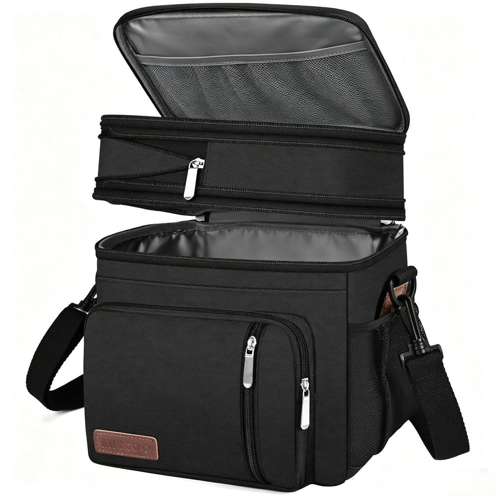 Large Double Deck Leakproof Insulated 15.9 qt. Beverage Jug Chest Soft-Side Cooler Lunch Bag and Box in Black price history on PriceWatchPro