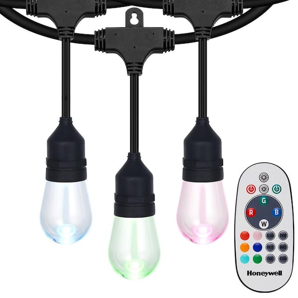Honeywell 15-Light 36 ft. Outdoor Plug-in Integrated LED Color Change Edison String -Light