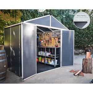Rubicon 8 ft. x 8 ft. Dark Gray Polycarbonate Garden Storage Shed (58.3 sq. ft.)