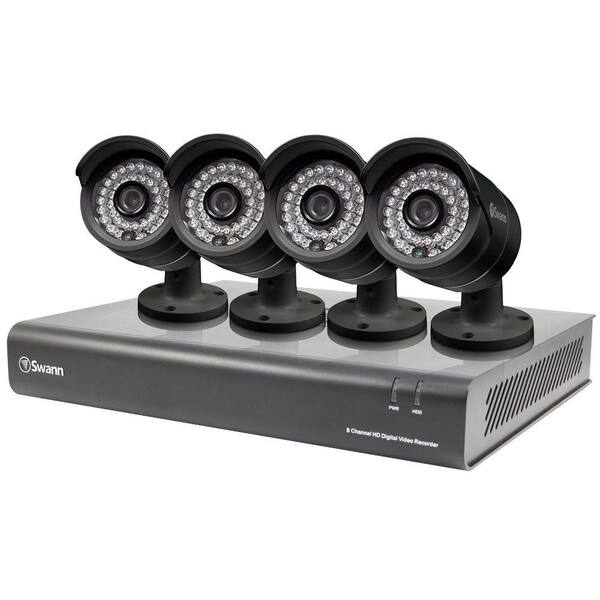 Swann 8-Channel 4400 AHD 720p 1TB Surveillance DVR with 4 x PRO-A850 Black Bullet Cameras
