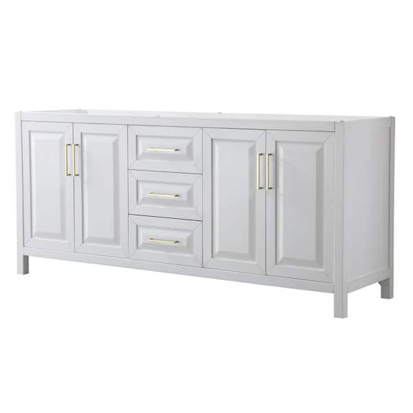 Wyndham Collection Daria 78.75 in. W x 21.5 in. D x 35 in. H Bath Vanity Cabinet without Top in White