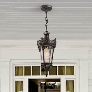 Vintage Crown 18 in. 1-Light Coffee Golden Outdoor Weather Resistant Aluminium Pendant Light with No Bulb Included