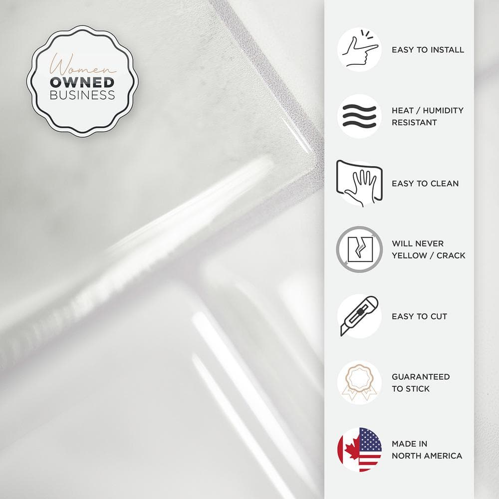 Metro Carrera White Marble Peel and Stick Backsplash Tiles