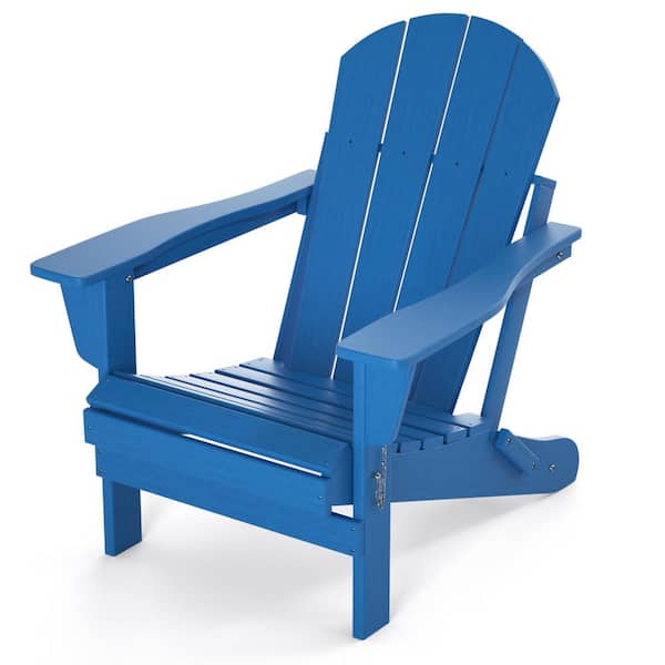Cesicia Blue All-Weather Proof Folding HDPE Resin Adirondack Chair (Set of 1)