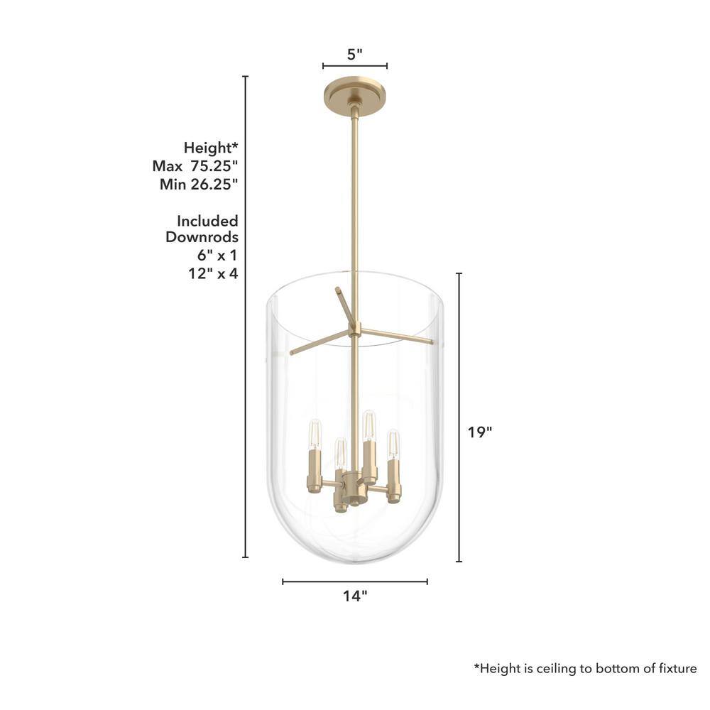 Alturas Gold Bell-Shaped Clear Glass Nickel Pendant Light