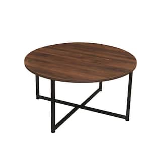 Jamestown 31.5 in. Particle Board Walnut Round Coffee Table with 31.5 in. Diameter