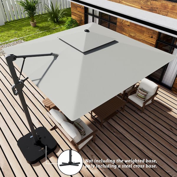 Boyel Living 10 ft. Aluminum and Steel Cantilever Outdoor Patio Umbrella With LED Light in Gray