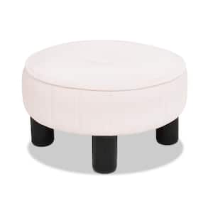 Riley 16 in. Light Blush Pink Round Footstool Ottoman