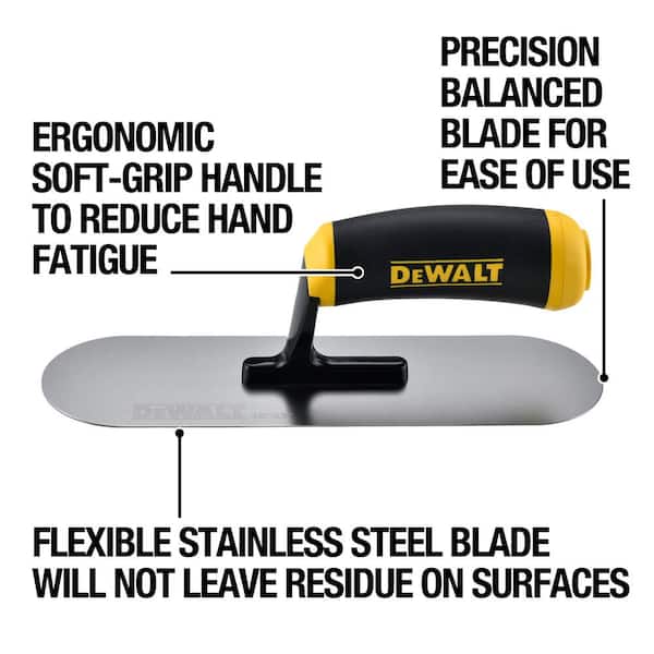 Toolty Heavy Duty Stainless Steel Pool Trowel - Concrete Finishing Trowel Fully Rounded 380mm 15 Wooden Handle Diy Tlty 5517
