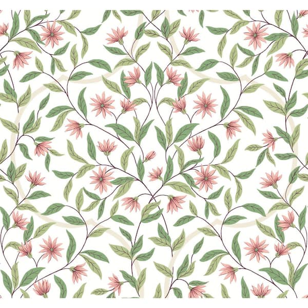 York Wallcoverings Jasmine Coral Pink Matte Pre-pasted Paper Wallpaper 60.75 sq. ft