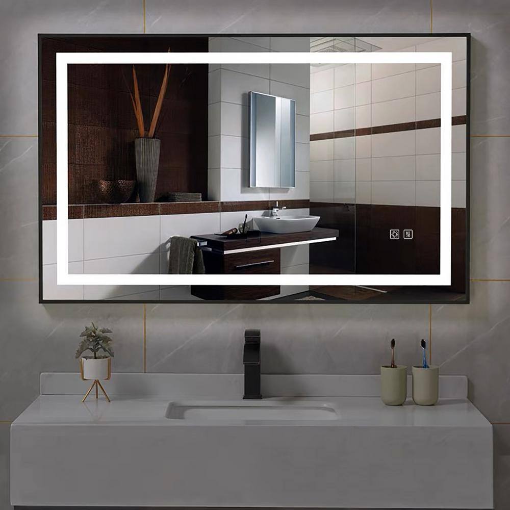 30 in. W x 36 in. H Black Framed Wall Bathroom Vanity Mirror Frontlet