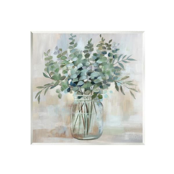 The Stupell Home Decor Collection Soothing Eucalyptus Flower Herb Arrangement Rustic Jar Design By Nan Unframed Nature Art Print 12 in. x 12 in.