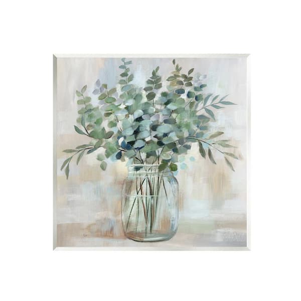 Soothing Eucalyptus Flower Herb Arrangement Rustic Jar Design By Nan Unframed Nature Art Print 12 in. x 12 in.