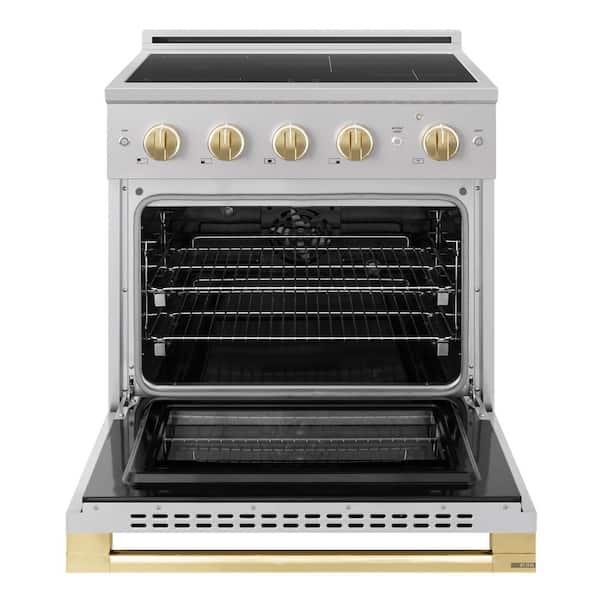 Autograph 30 in. 4.2 cu. ft. Marino Induction Range with 4 Burner Elements and Convection Oven in Stainless with Gold