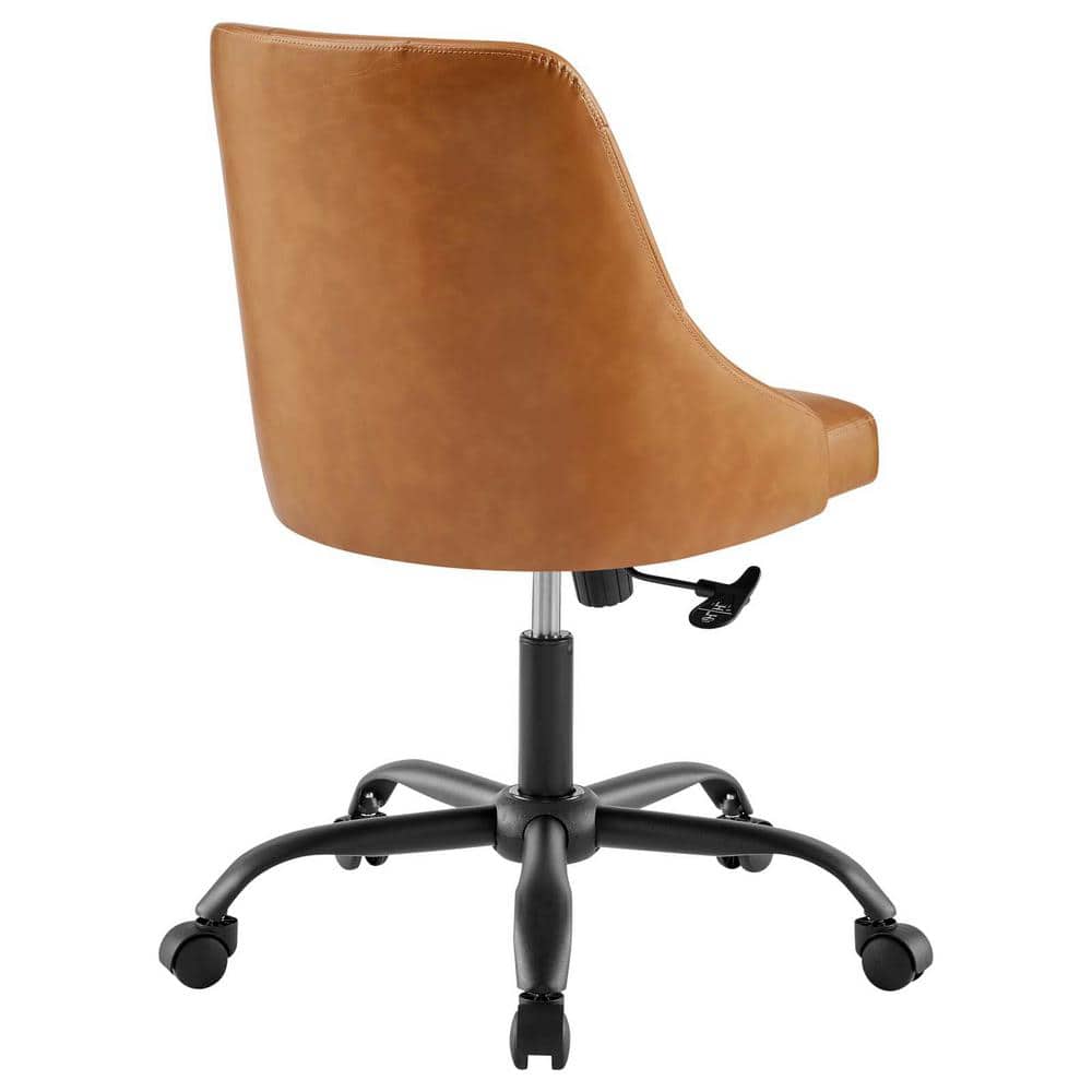 Black Tan Tufted Vegan Leather Swivel Office Chair