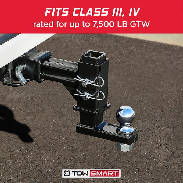 Class IV, 7,500 lbs. 7-1/2 in. Drop to 6-1/4 in. Rise, Adjustable X-Mount Trailer Hitch Ball Mount