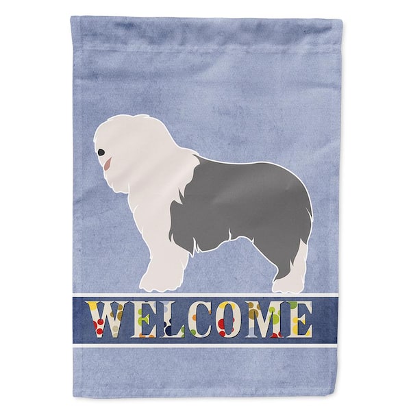 Caroline's Treasures 11 in. x 15-1/2 in. Polyester Old English Sheepdog Welcome 2-Sided 2-Ply Garden Flag