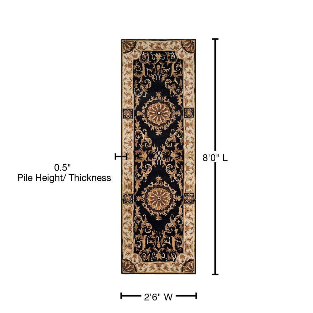 Empire Black and Ivory Floral Wool Tufted Area Rug