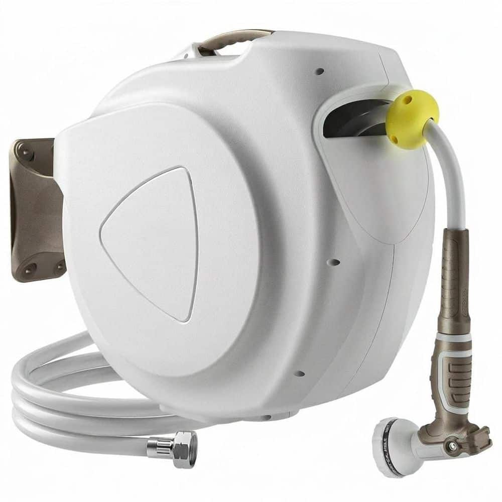 5/8 in. dia. x 100+6 ft. Heavy-Duty Retractable Garden Hose Reel Wall Mount Auto Rewind 10 Pattern Nozzle 1 Piece price history on PriceWatchPro