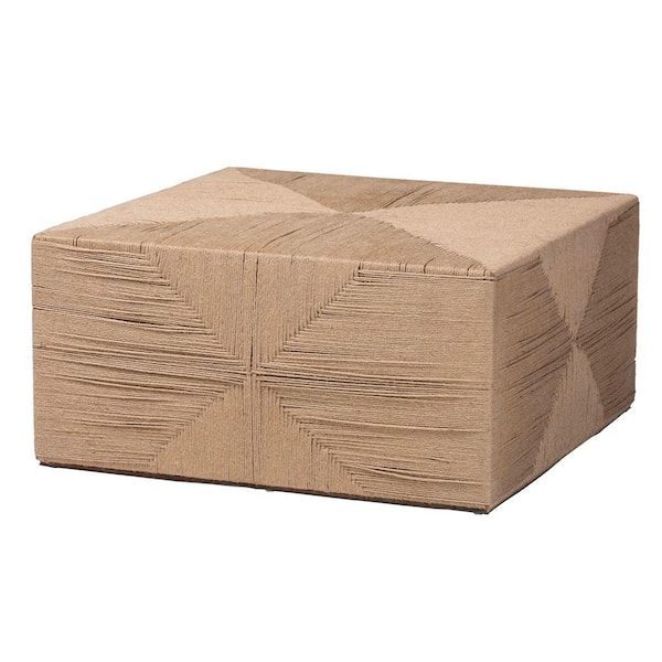 Nakita 35.8 in. Natural Brown Square Jute Coffee Table