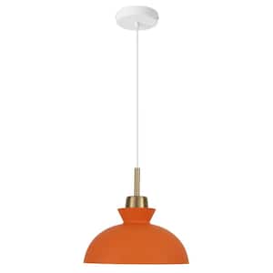 Lustre 11 in. 1-Light Orange Dimmable Modern Industrial Metal Shaded Single Pendant Light