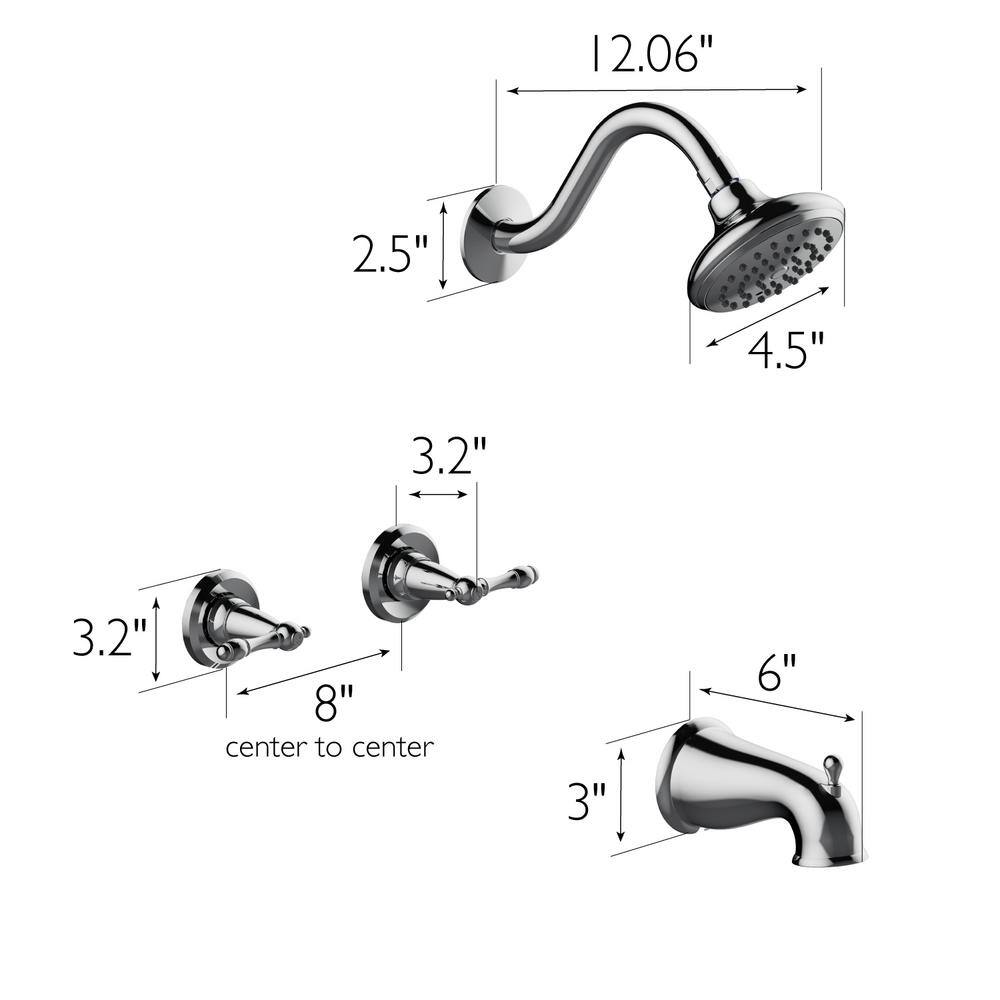 Polished Chrome Wall Mounted Bath and Shower Trim Set