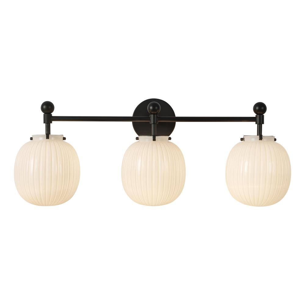 Cherise 29-in Matte Black Bathroom Vanity Light with Glossy Ribbed Opal Glass price history on PriceWatchPro
