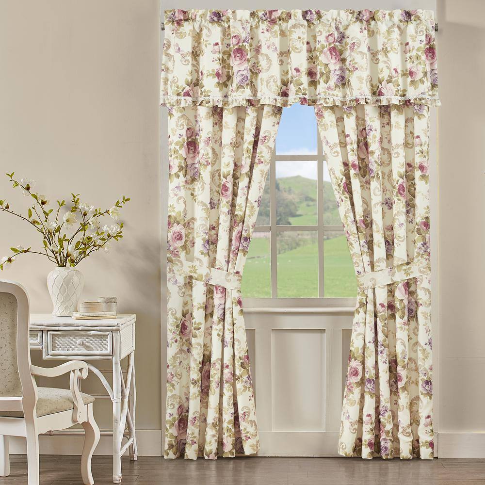 Chambord Floral Lavender and Taupe Polyester Window Valance