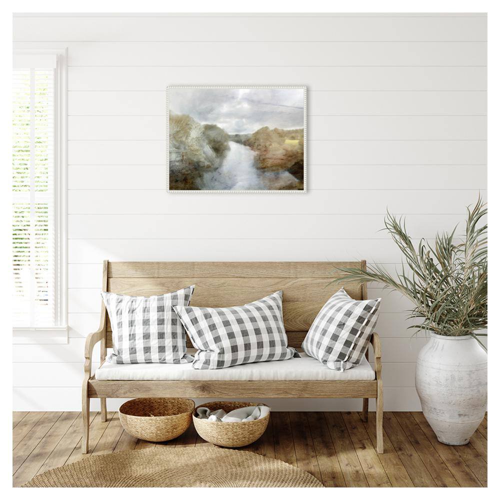 Sylvie Beaded White Framed Abstract Landscape Canvas Print